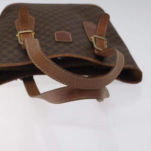 CELINE Macadam Canvas Hand Bag PVC Leather Brown Gold Auth 122273